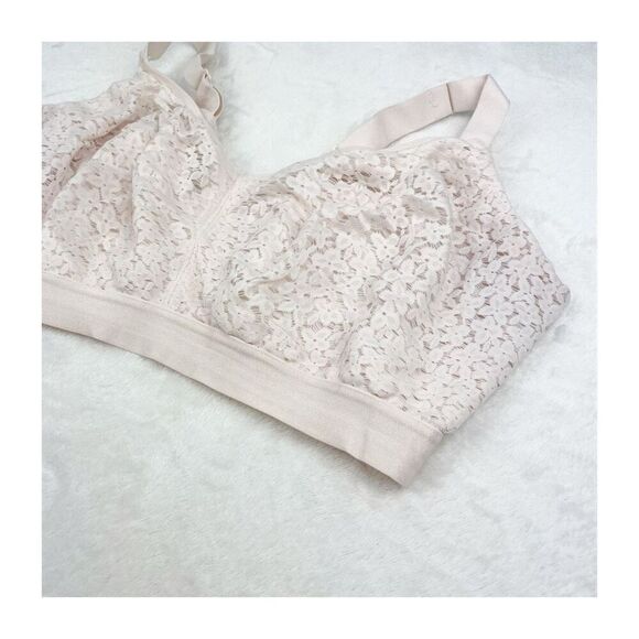 Chantelle 38DDDD (38G) Norah supportive lace light pink unlined bra wire free - Picture 3 of 11